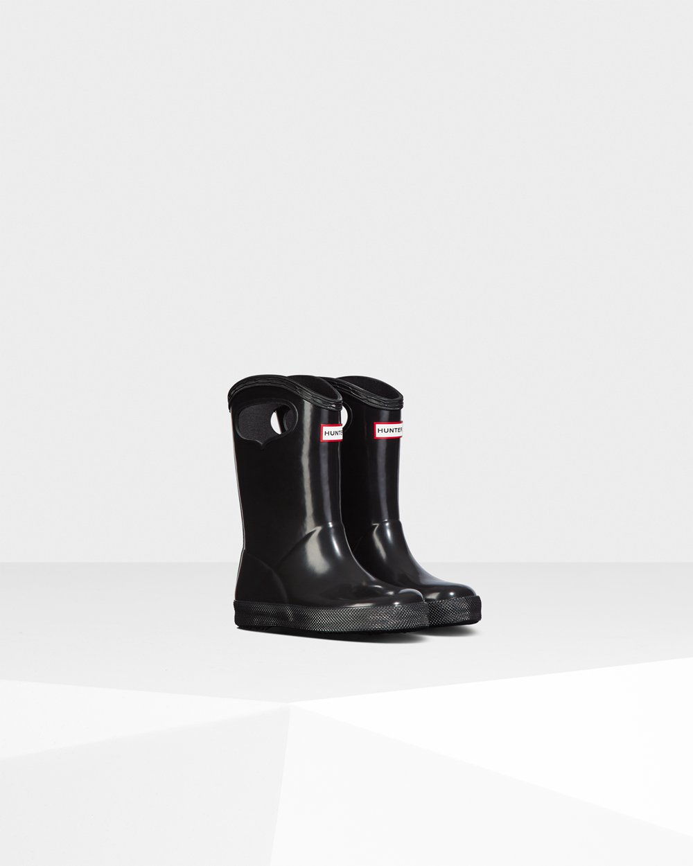 Bottes de Pluie Hunter Original First Classic Grab Handle Gloss Enfant Noir YEWHJVT-17